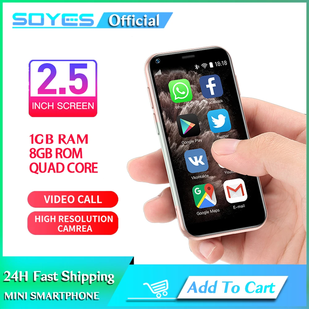 Originale Soyes Xs11 3G Mini Smartphone 1Gb Ram 8Gb Rom 2.5 ''Mt6580A Quad Core Android 6.0 1000Mah 2.0Mp Piccola Scheda Cellulare