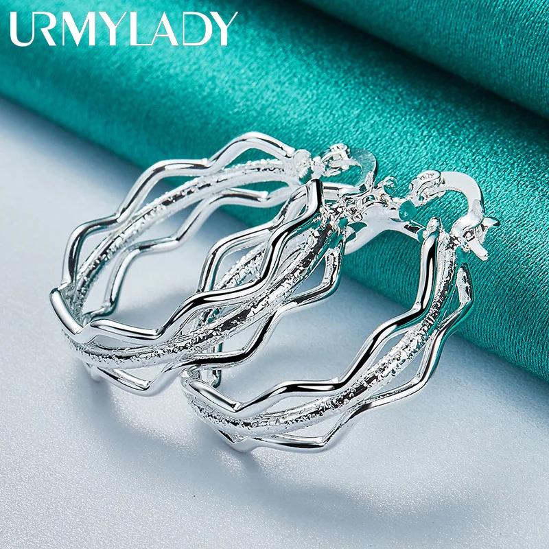 URMYLADY  부드러운 서리로 덥은 웨이브 귀걸이 여성을위한 귀 루프 매..