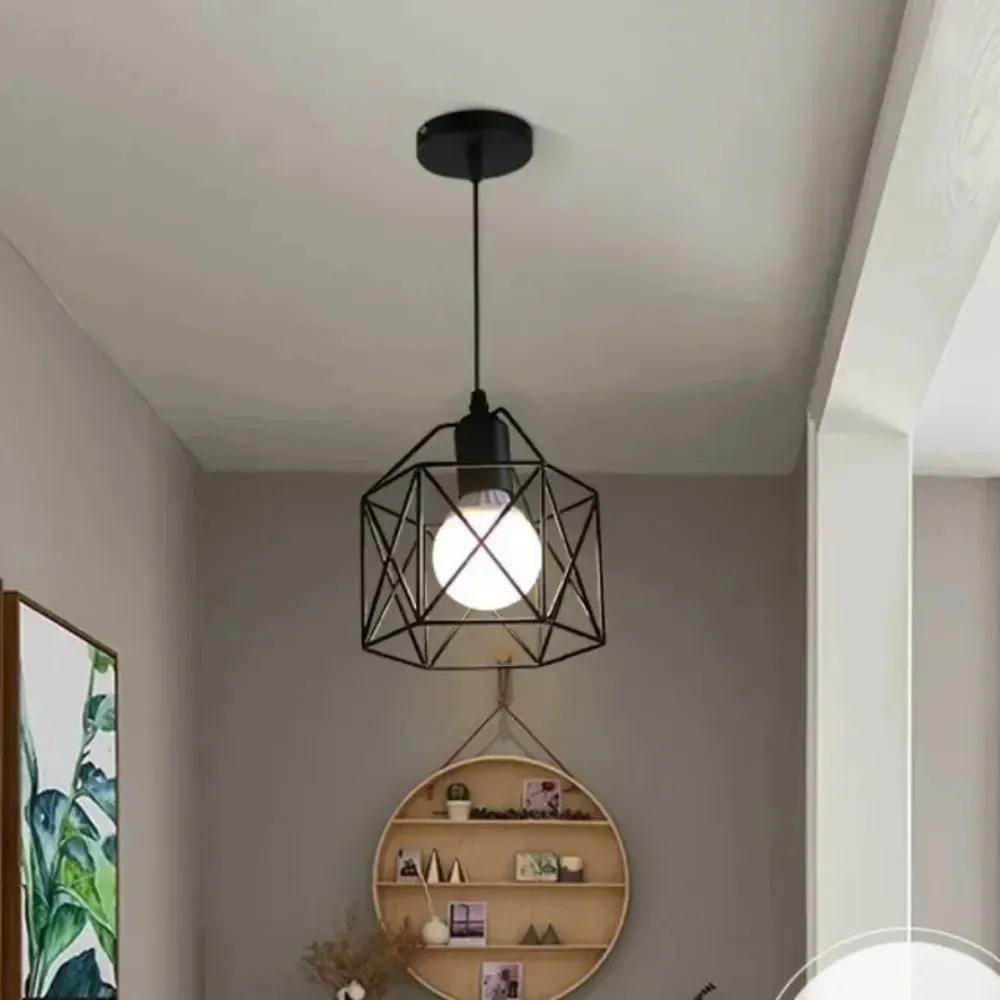1Pc Vintage Pendant Light Led Modern Hanging Lamp for Industrial Ceiling Light Fixture Metal Cage Pendant Lighting Island