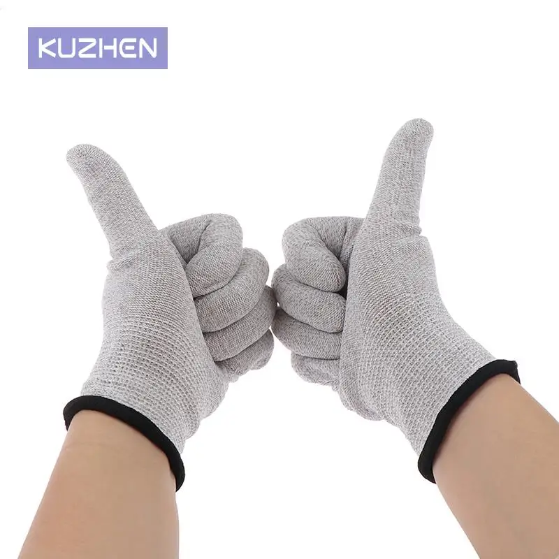 1 Pair Gloves Conductive Silver Fiber Electrode Therapy Gloves Electrotherapy Unit For Phycical Therapy