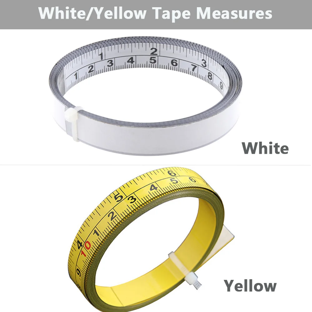 Самоклеящаяся измерительная лента, 200 см, белая, желтая