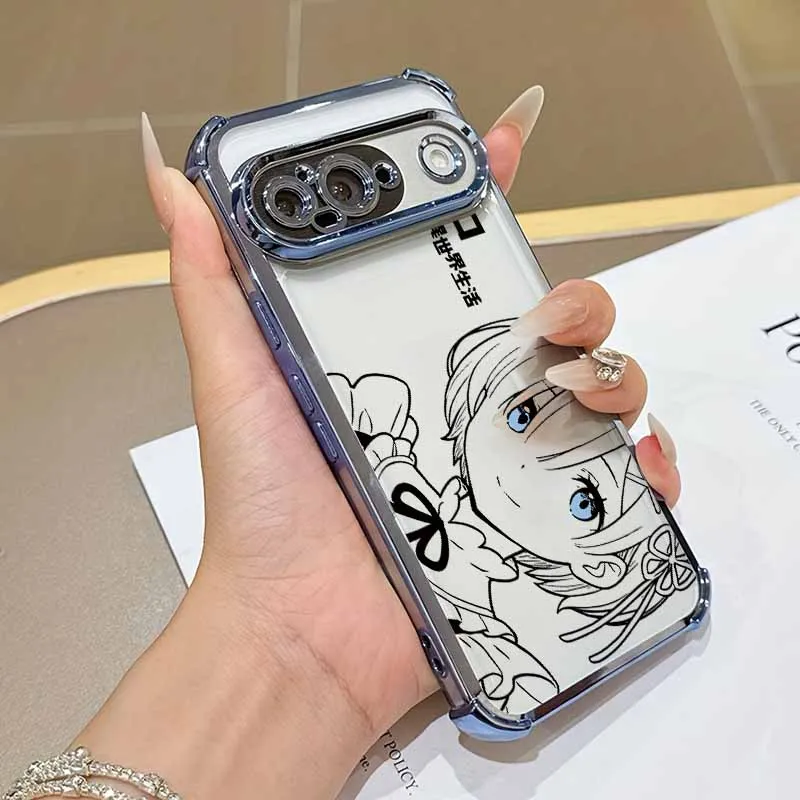 Kawaii Rem Emilia Plating Drop-Proof Transparent Phone Case