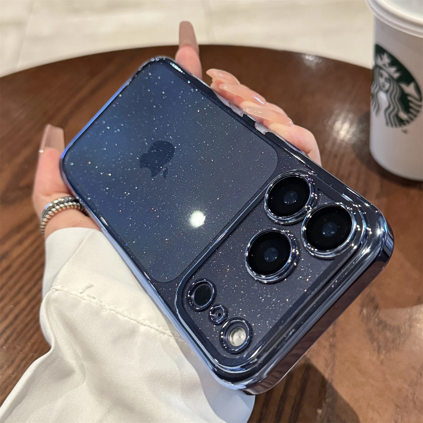 Luxury Clear Bling Glitter Plating Case with Ultra Thin Lens Protection