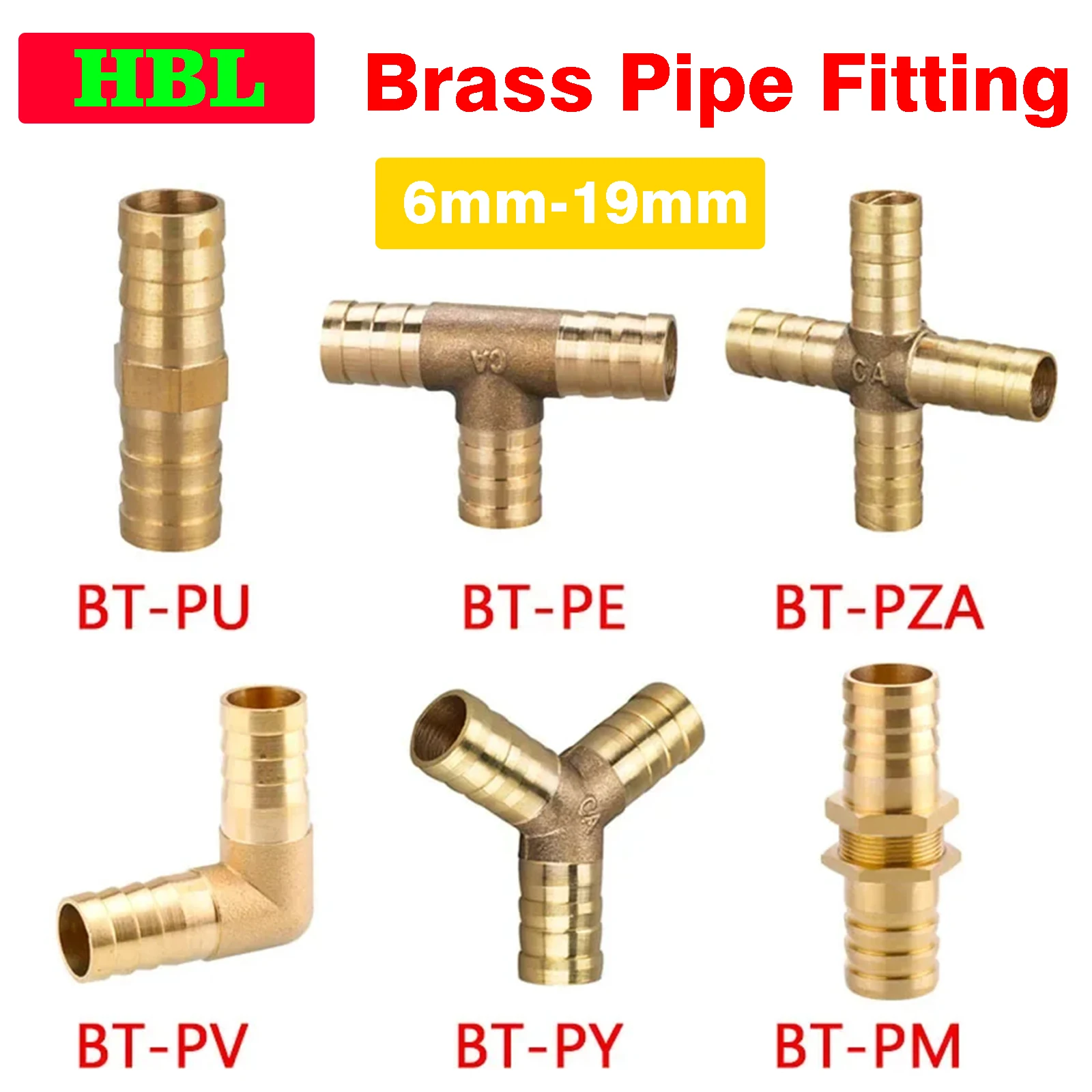 

10pcs Copper Pagoda Water Tube Fittings Brass Barb Pipe Fitting 2 3 4 Way Brass Connector For 6mm 8mm 10mm 12mm 16mm 19mm hose