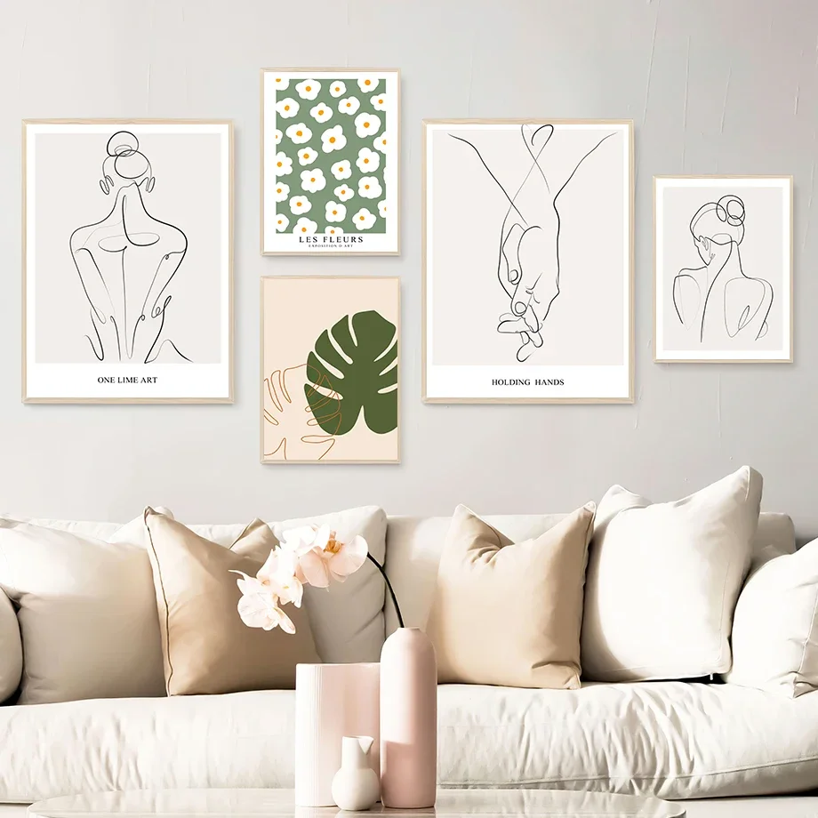 

Matisse Monstera Flower Woman Lines Boho Vintage Posters And Prints Wall Art Canvas Painting Wall Pictures For Living Room Decor