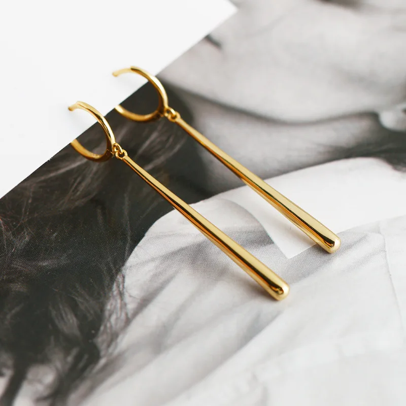 Long Pendant Drop Earrings For Women Glossy Copper Elegant Female Dangle Earring Piercing Accessories Jewelry Gifts dangle earrings drop earrings pendant earrings long earrings