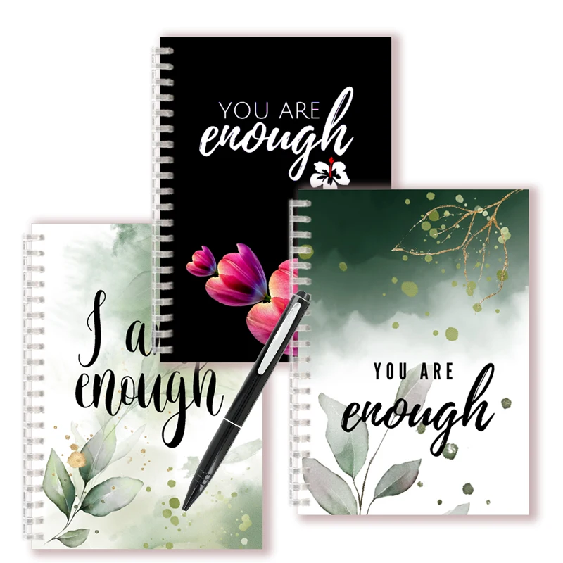 

Spiral Notebook Inspirational Quote- I AM Enough - Note Book Positive Affirmation Beautiful Inspiring Reminder Self Appreciation