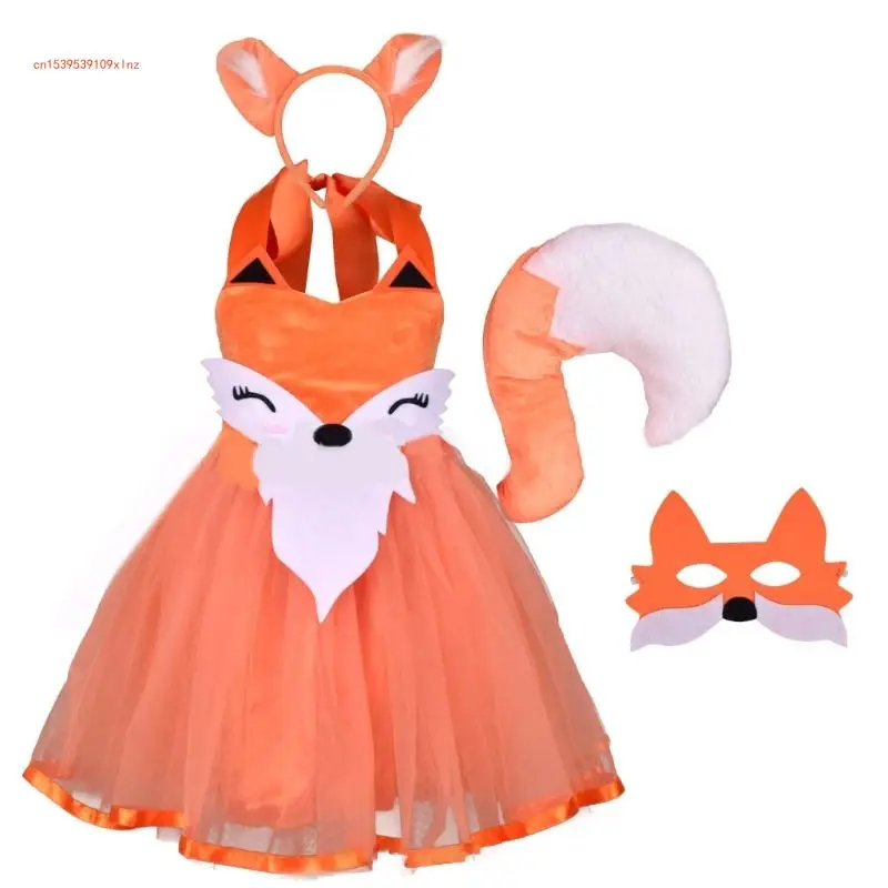 

Animal Costume Foxes Ear Headband Tail Mask Performances Halloween Cosplay Props