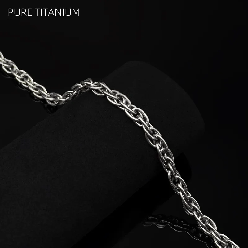 New 7mm TA1 Pure Titanium Twist Chain Necklace Fashion Anti-Allergy Skin Friendly No Rust Men Women Titanium Chains Necklaces
