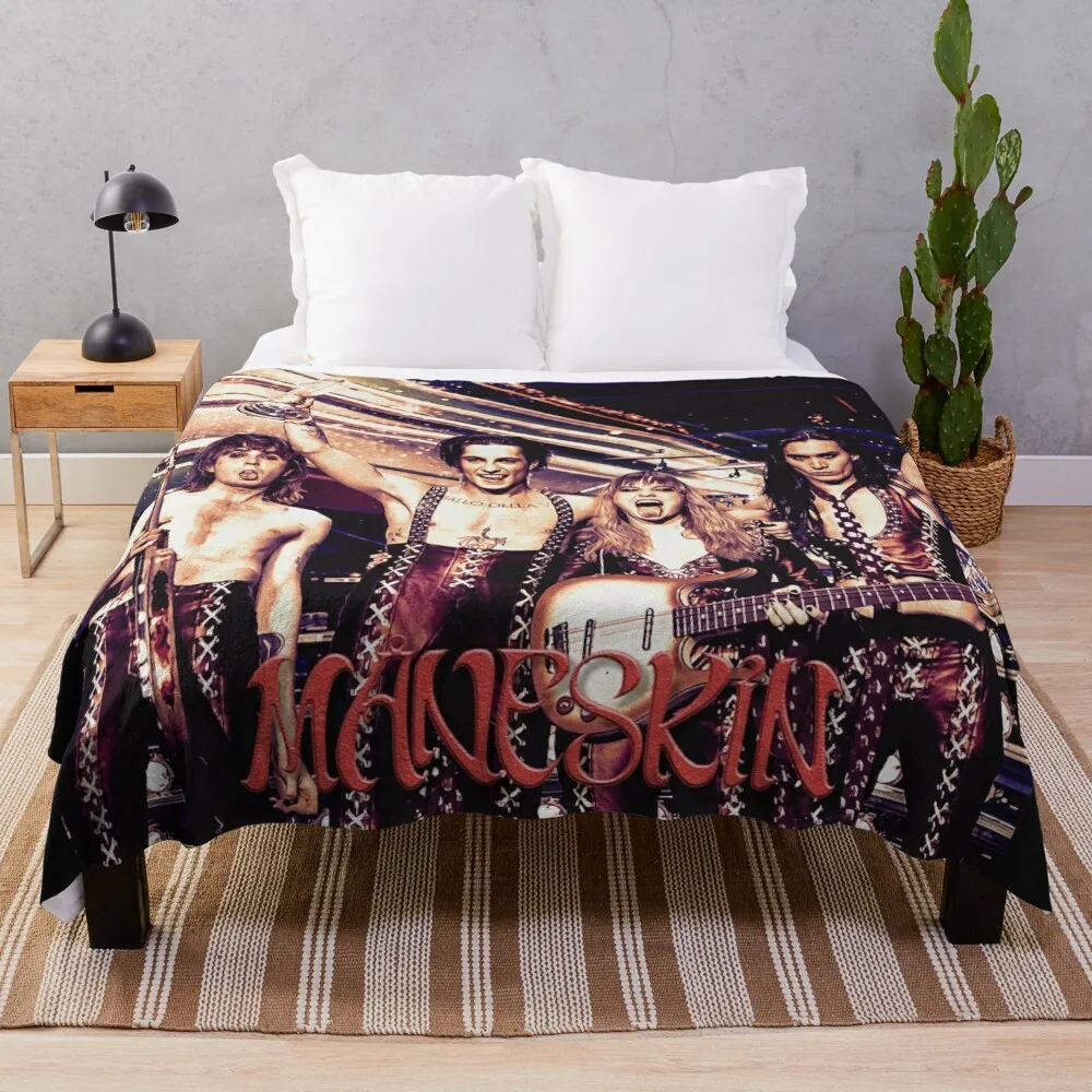 

Maneskin glamrock rock band Throw Blanket Stuffeds decorative Moving Blankets
