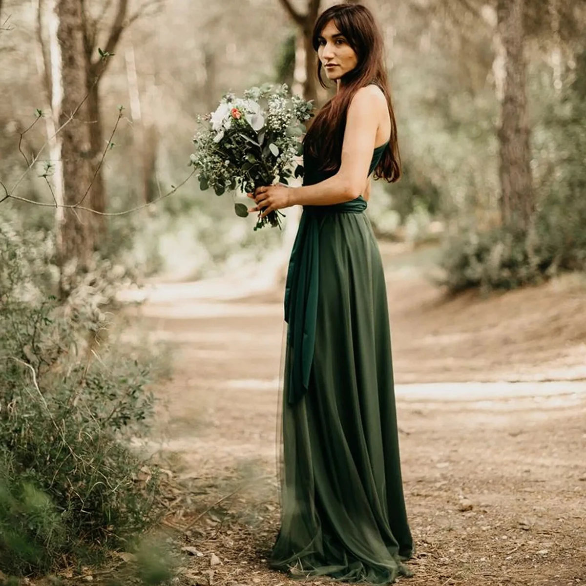 Sexy Deep V Neck Convertible Wedding Bridesmaid Dress Custom Made A Line Backless Real Photos Tulle Maid of Honor Evening Gowns