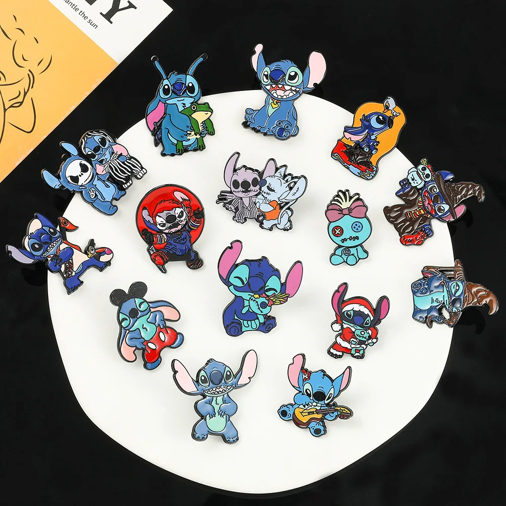 

Disney Stitch Brooch Toy Student Cartoon Character Winnie The Pooh Dark Witch Tigger Badge Brooch Childrens Anime Peripheral Pin