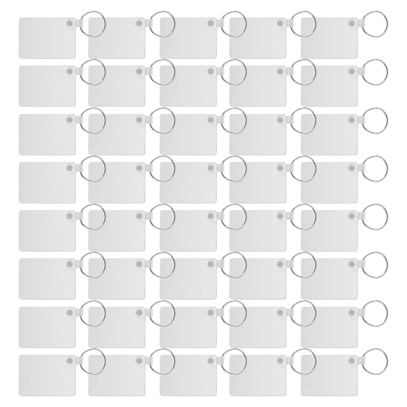 40 Pack Sublimation Keychain Blank Double Sided Heat Transfer Blank MDF Board Key Ring Sublimation DIY