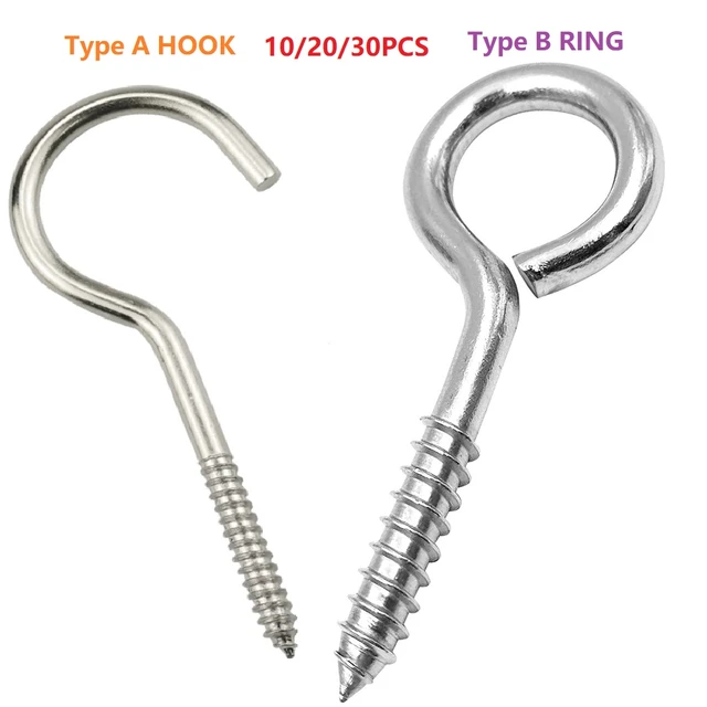 Heavy Duty Eye Hooks / Ring Pack Wood Nickel Plated Self-tapping Screw  Sheep Eye Screws Hooking Bolts Different Size Check Order - AliExpress