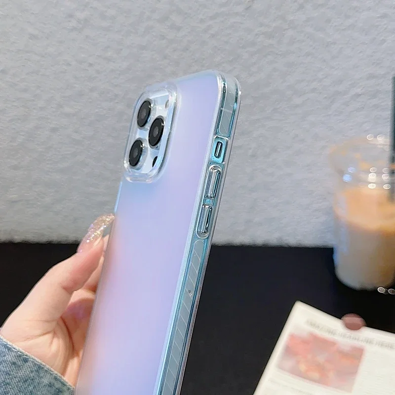 Luxury Matte Laser Shockproof Phone Case with Bumper Back Cover