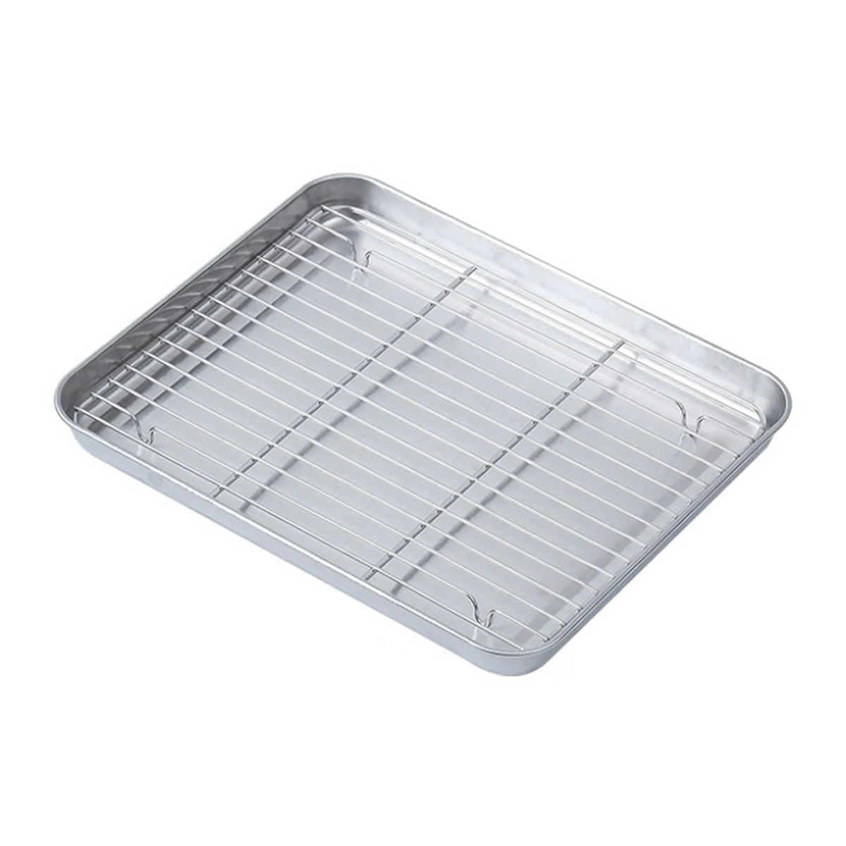 Stainless Steel Baking Pan Tray With Wire Rack Cake Baking BBQ Pan Tray Plate Oven Brownie Rack Cooking Roasting Grilling Tool
