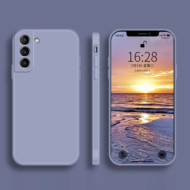 Square Liquid Silicone Soft Protective Case - Premium Soft Cover and Bag