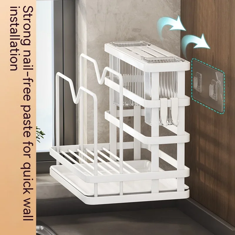 Kitchen knife holder, chopstick holder, wall mounted multifunctional countertop, cutting board, vegetable board storage 3