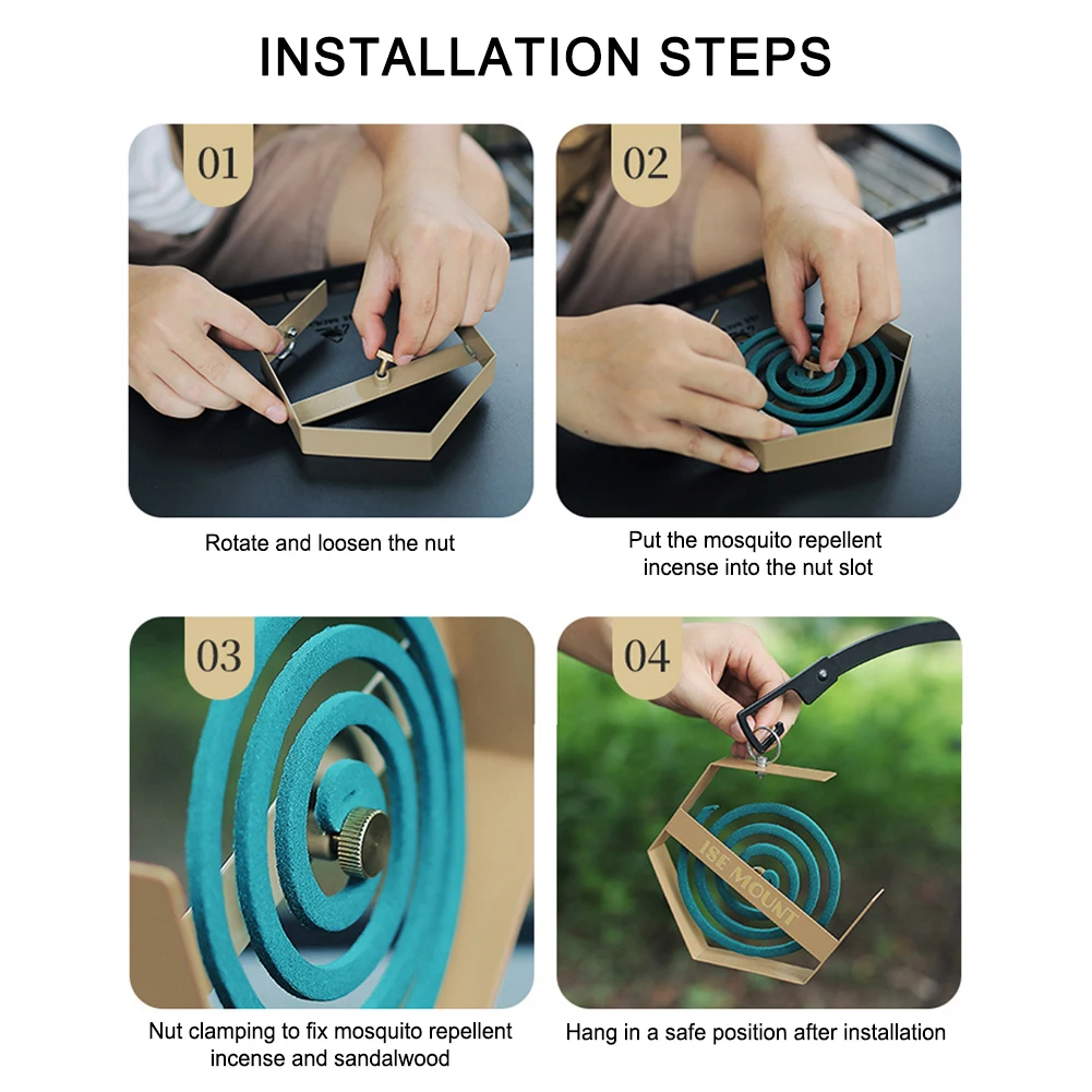 Iron Mosquito Coil Burner Hexagonal Tray for Indoor Outdoor Camping