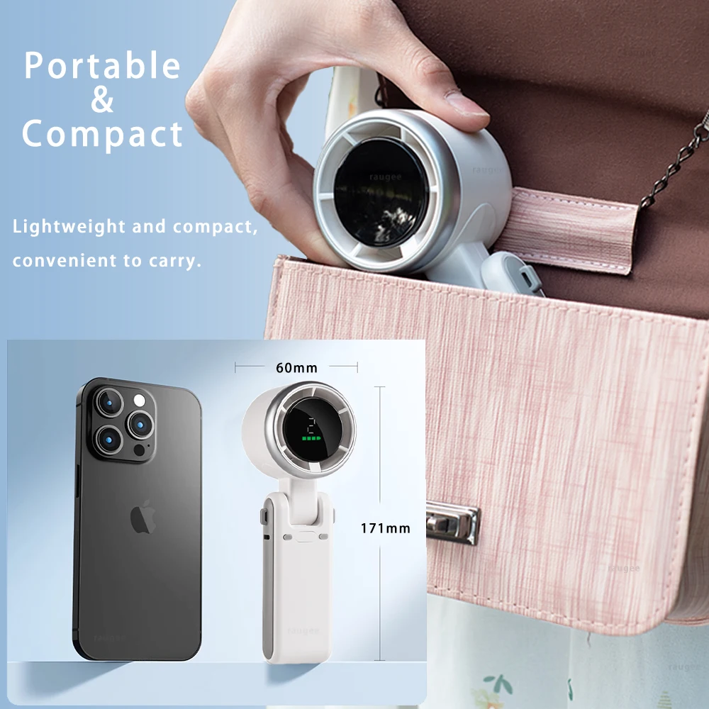 Portable Mini Fan 3600mAh Rechargeable Battery USB Fan Foldable Handheld Fan Turbo Bladeless Small Pocket Fan 5 Gear for Outdoor 6