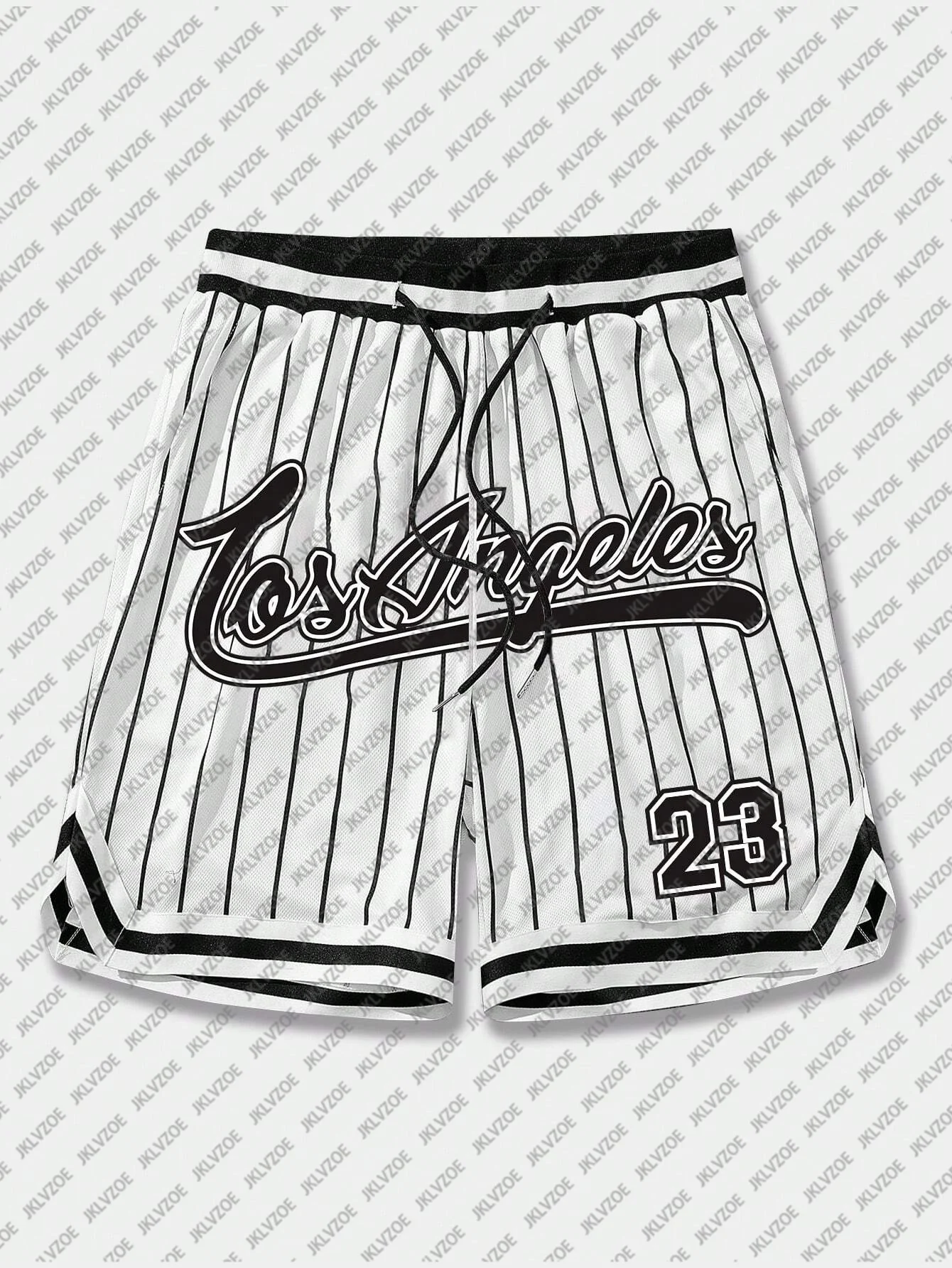 Bermuda Shorts Los Angeles 23 Men Women Unisex Loose Drawstring Quick Dry Striped 3D Print for Summer
