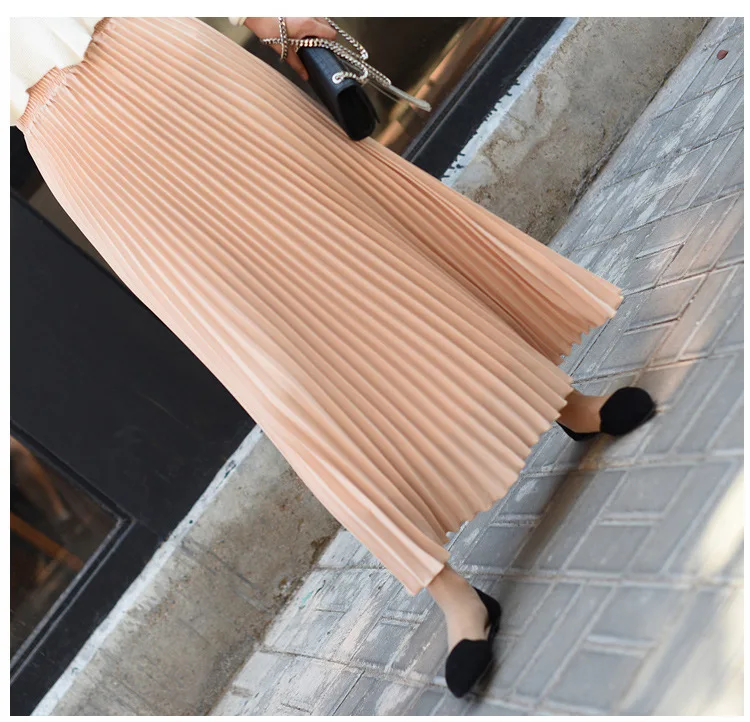 white pleated skirt TINT ERA High Waist Skirt Spring Autumn New Temperament Thin Chiffon Hand-pressed Crepe Pleated Large Swing A-line Skirts Women crop top and skirt