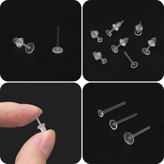 Hypoallergenic Clear Plastic Post Earrings (Blanks)