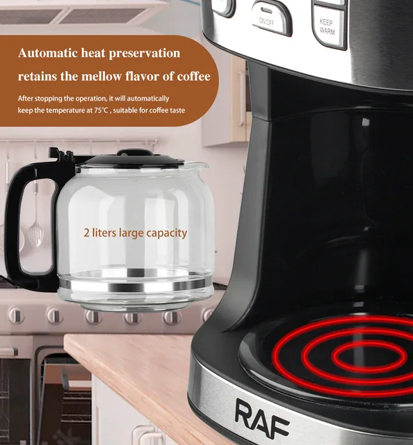 RAF 1000W American coffee machine home multi-function automatic