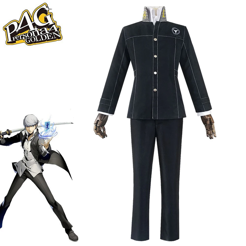 

Anime Shin Megami Tensei Persona 4 Yasogami Yu Narukami Cosplay Costume Adult Men Boy School Uniform Men Suit Halloween Outfits
