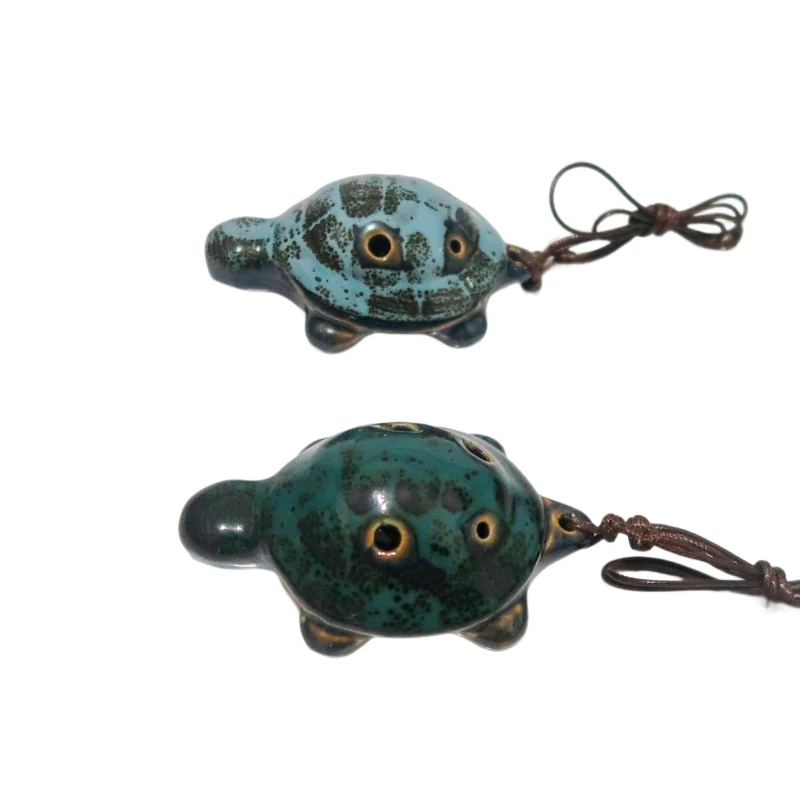 6 Hole Alto Ocarina Cartoon Tortoise Wind Orff Musical Instrument Flute Ceramic Flauta With Lanyard For Childen Student Beginner