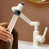 มัลติฟังก์ชั่น 4 โหมดอ่างล้างหน้าก๊อกน้ําหมุนร้อนและเย็นโต๊ะติดตั้ง TAP Stream Sprayer น้ําขึ้นไปสําหรับห้องน้ํา 4