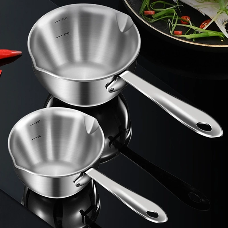 Mini Stainless Steel Cooking Saucepan, Long Handle, Handy Frying Pot, Durable Cooking Pot, Kitchen Milk Durable