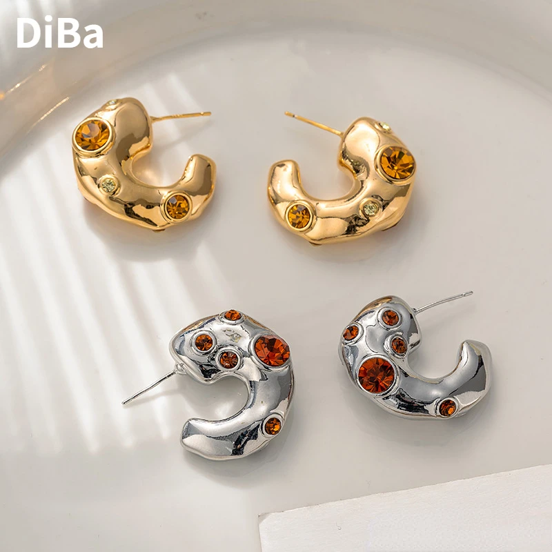 

Modern Jewelry Luxury Temperament Irregular Colorful Glass Hoop Earrings For Women Girl Gifts Popular Style Dropshipping