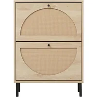 Rattan Shoe Cabinet with 2 Flip Drawers, Narrow Hidden Entrance Hallway Free Standing Shoes Rack for Heels, Slippers , Shoe Rack 1
