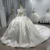 Luxury Customized Wedding Dress Princess Stain Sequin Applique Long Sleeves Ball Gown Lace Up Back Bridal Gown Vestido De Novia XS118 3