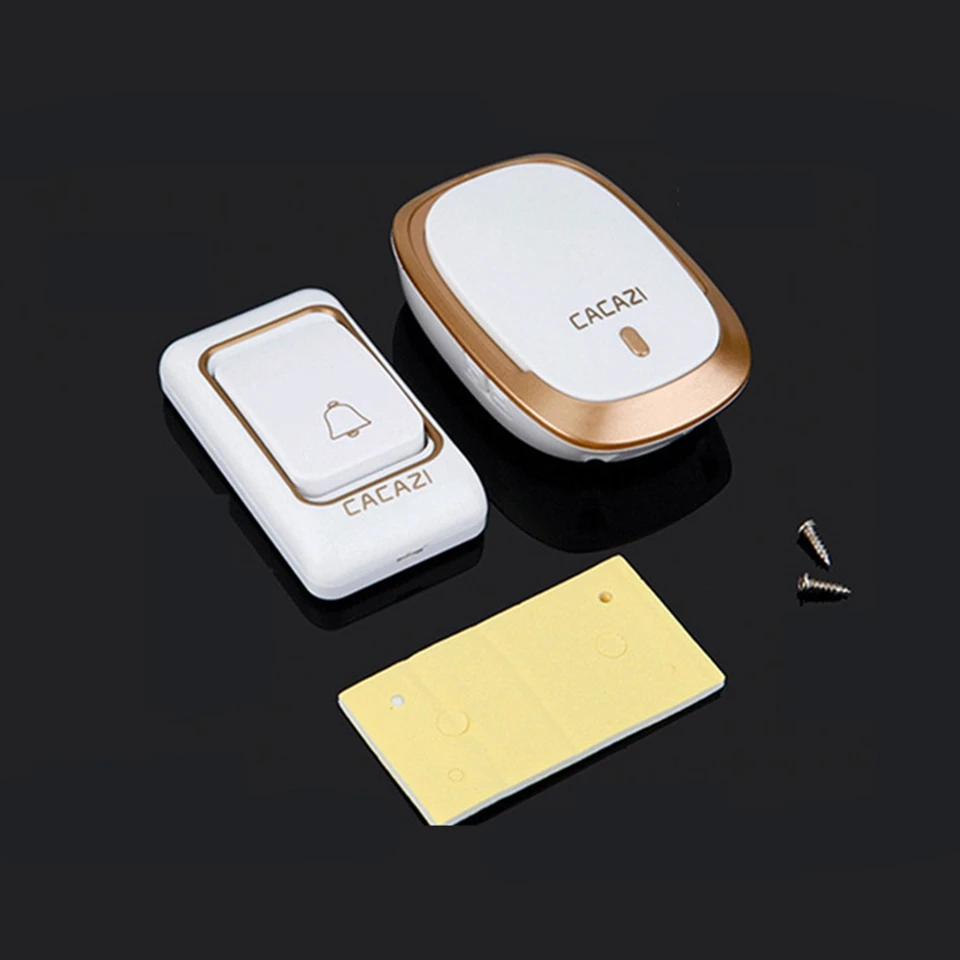 CACAZI Wireless Doorbell DC Battery Operated Control Button 200M Remote LED Light Home Cordless Call Bell 4 Volume 36 Chime wireless doorbell
