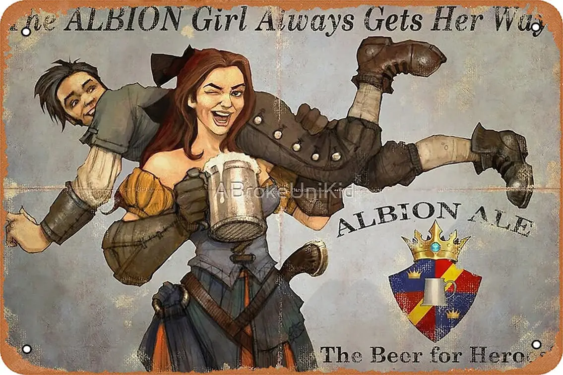 Металлический рекламный постер niumwang-Fable 3-девушка всегда получает свой путь, жестяной постер 12X8 дюймов