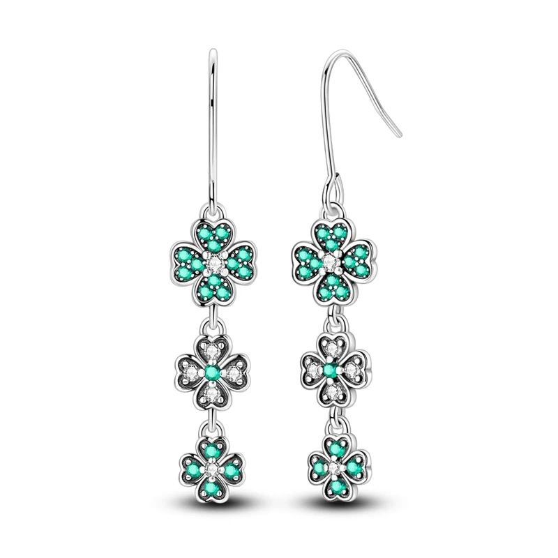 S11e33f9548a44f678c73dc9602ac53eeL Original 925 Sterling Silver Green Clover Ladybug Earrings Women Zircon Ear Studs Hoop Earring Anniversary Jewelry Gift Mallzona