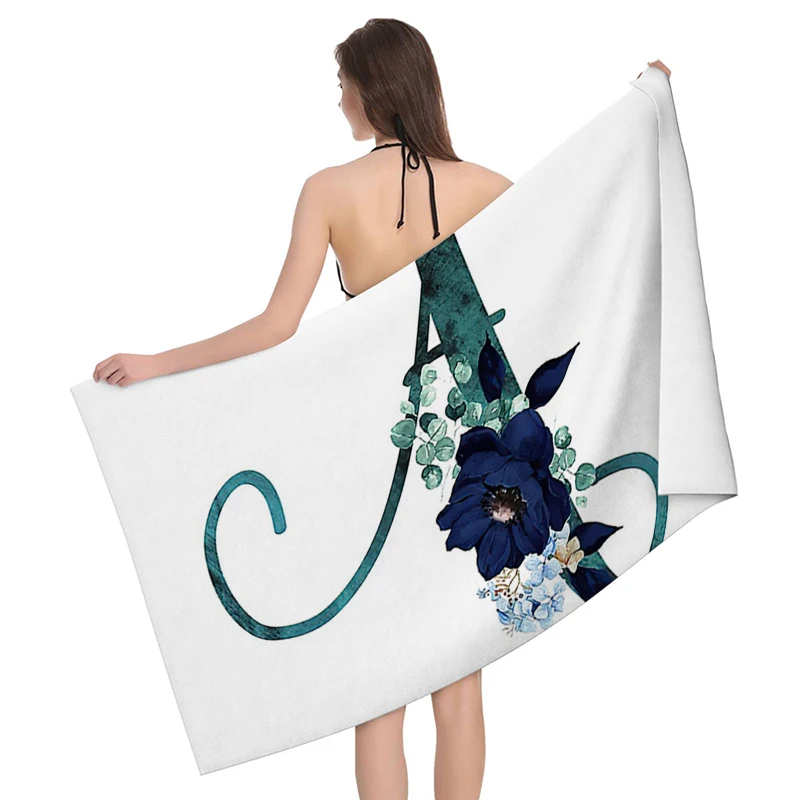Home bath towels for the body towels bathroom letters and flower quick drying microfiber beach towel man and women large sports