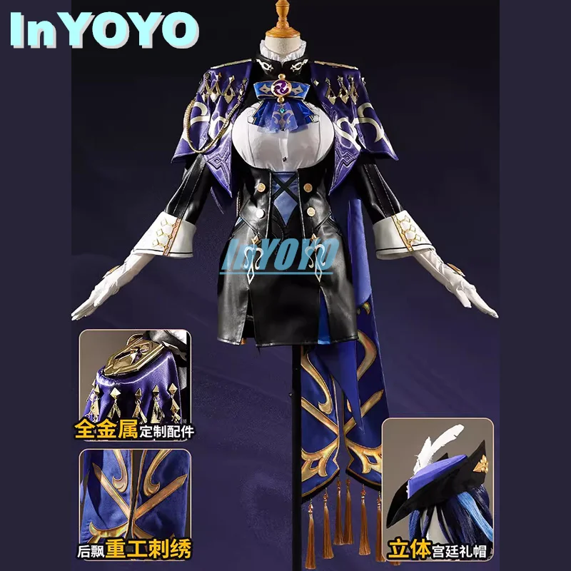 

InYOYO Clorinde Cosplay Game Genshin Impact Costume Gorgeous Dress Uniform Suit Halloween Party Outfit Women S-XXL New