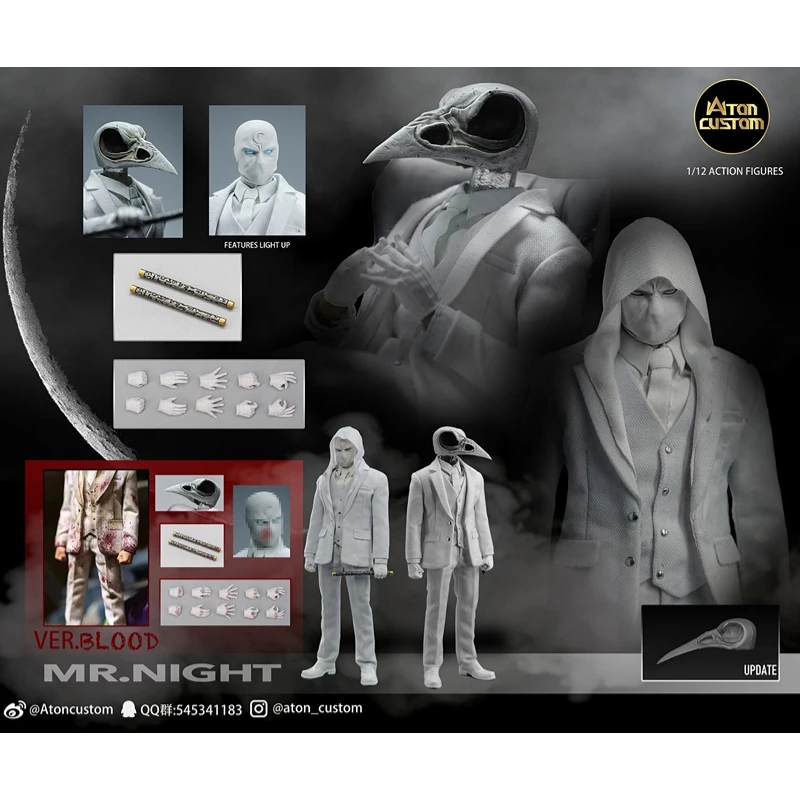 Atoncustom ムーンナイト ミスターナイト 1/12フィギュア AC In Stock Atoncustom Moon Knight Mr.night 1/12 Suit Styling