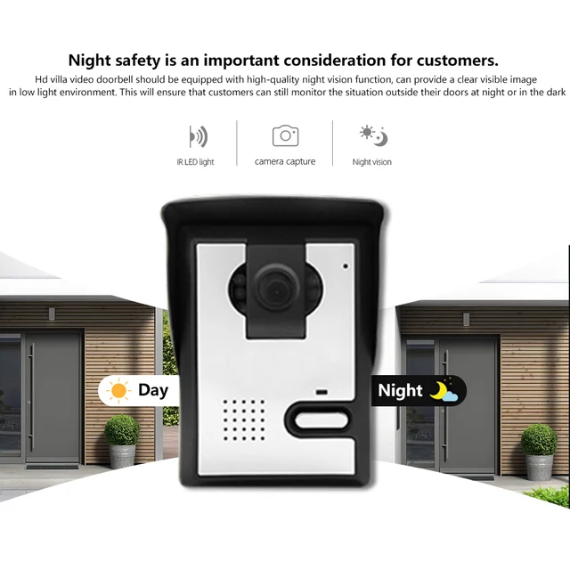 7Inch IPS Screen Wired Video Door Phone Intercom Visual Doorbell Peephole Viewer Door Camera 4