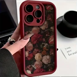 Elegant Wine and White Rose Phone Case - Durable Anti - Fall Cover - iPhone 13 Mini (Y13 - T4637)