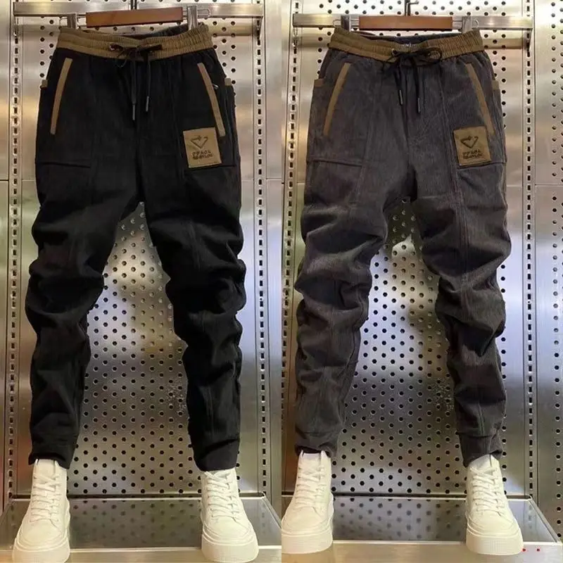 

Autumn and Winter Corduroy Men's Fashion Versatile Casual Pants Elastic Slimming Harun Pants Cropped Pants
