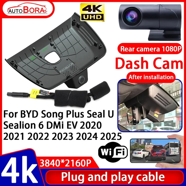 Recorder Night Visio 4K Plug and Play Car DVR Dash Cam for BYD Song Plus Seal U Sealion 6 DMi EV 2020 2021 2022 2023 2024 2025 1