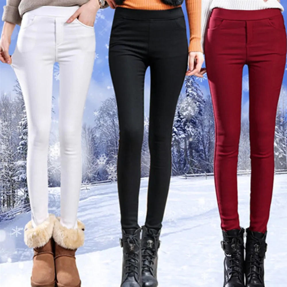 Invisible Open Crotch Outdoor Sex Fashion Leggings Ms Thickening High Waisted Elastic Warm Pencil Pants Small Foot Trousers