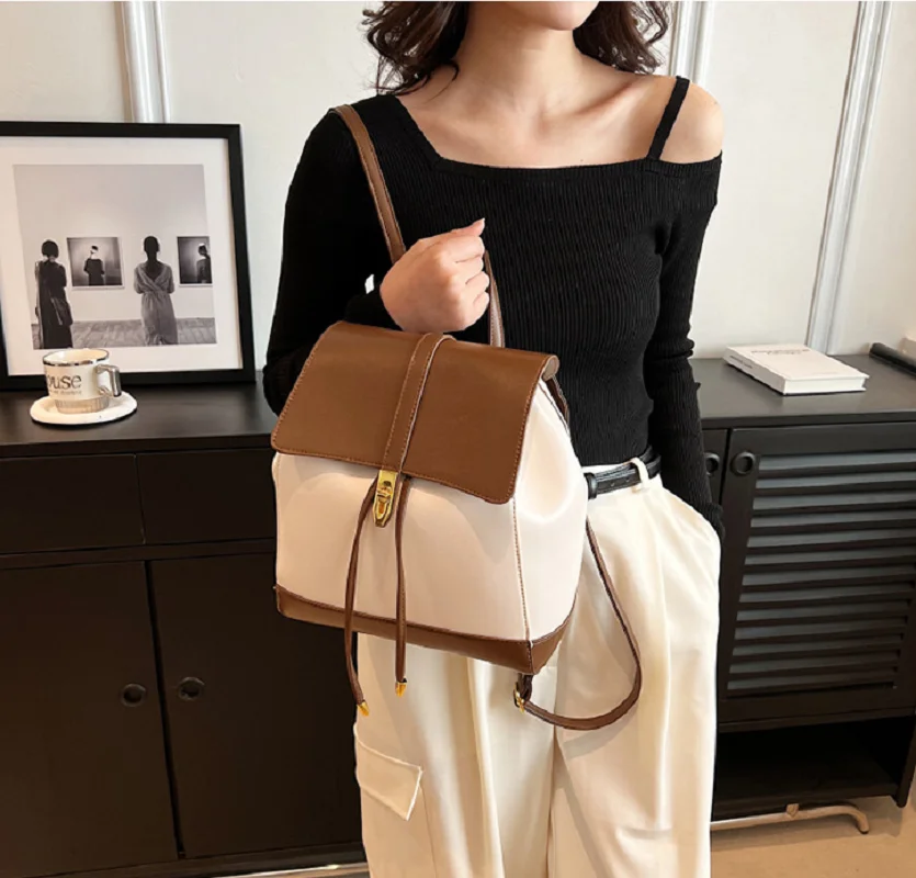 New Fashion Women High Quality Leather Backpacks Large Capacity Travel Shoulder Bags School College Book Bag For Girls Totes