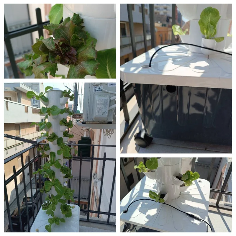 DIY Vertical Tower Planters With 5Holes Detachable PP Colonization Cups Indoor Soilless Vegetable Planting Hydroponic System