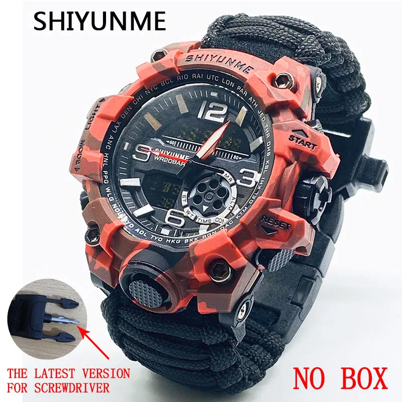 SHIYUNME Camouflage Military Digital-watch Men's G Style Sports Army Waterproof Dual Display Multi-Time Zone Quartz Watch 