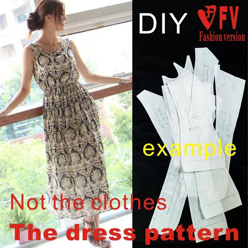 Dresses Sewing Pattern Template Cutting drawing Clothing DIY ((Not selling clothes)) BLQ-205